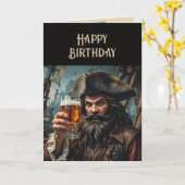 Gelukkige Verjaardag Pirate Raising Glass in Respe Kaart (Gele Bloem)