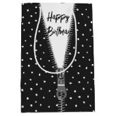 Gelukkige Verjaardag Polka Dots met Rits Medium Cadeauzakje (Voorkant)