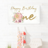 Gelukkige Verjaardag Pompoen Roze en Glitter Banne Spandoek (Insitu)