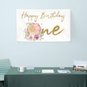 Gelukkige Verjaardag Pompoen Roze en Glitter Banne Spandoek (Beurs)