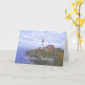 Gelukkige Verjaardag, Portland Head Light House Ar Kaart (Gele Bloem)