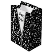 Gelukkige Verjaardag Posy Print met Rits Medium Cadeauzakje (Voorkant Gekanteld)