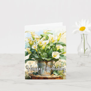 Gelukkige Verjaardag Potted Blooming Calla Lelies Kaart