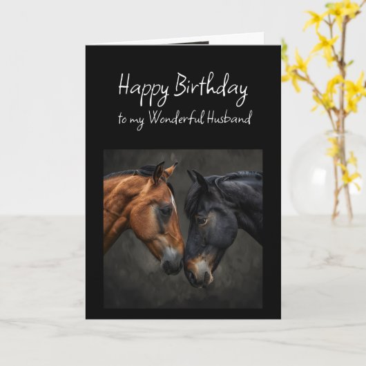 Gelukkige Verjaardag Prachtige Man Paarden Kaart (Gele Bloem)