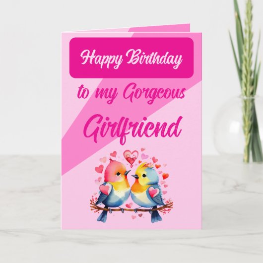 Gelukkige verjaardag prachtige vriendin vogels roz kaart (Voorkant)