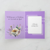 Gelukkige verjaardag prachtige vrouw bloeit paarse kaart (Binnen)