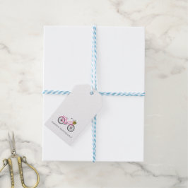 GELUKKIGE VERJAARDAG Preppy roze fiets zomer plezi Cadeaulabel