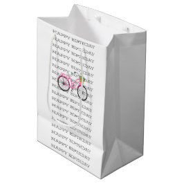 GELUKKIGE VERJAARDAG Preppy roze fiets zomer plezi Medium Cadeauzakje