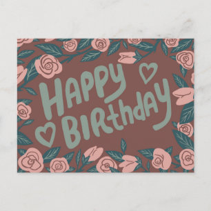 GELUKKIGE VERJAARDAG Pretty Roze Roos Frame Aangep Briefkaart
