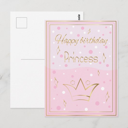 Gelukkige verjaardag prinses briefkaart (Voorkant / Achterkant)