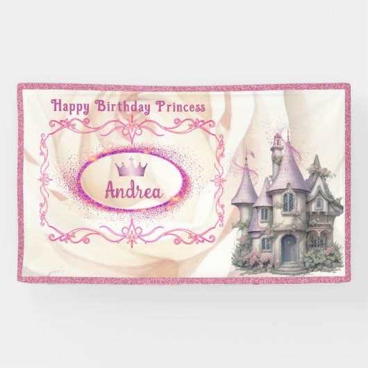 Gelukkige Verjaardag Prinses & Fairy Tale Party Ba Spandoek (Horizontaal)