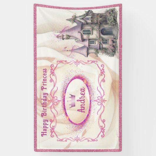 Gelukkige Verjaardag Prinses & Fairy Tale Party Ba Spandoek (Verticaal)