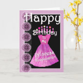 Gelukkige Verjaardag Prinses Goddochter - Roze Jur Kaart (Gele Bloem)