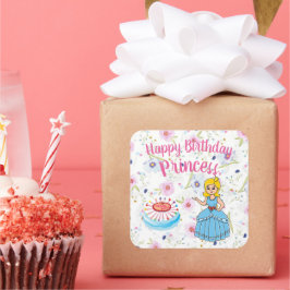 Gelukkige Verjaardag Prinsessenfeest  Vierkante Sticker