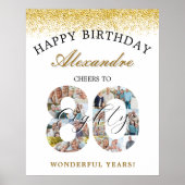 Gelukkige verjaardag Proost op 80 jaar Fotocollage Poster (Voorkant)