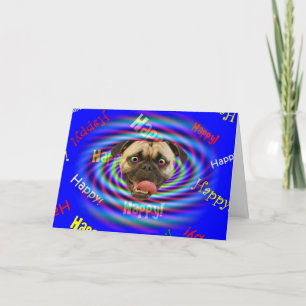 Gelukkige Verjaardag Psychedelic Crazy Pug Kaart