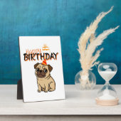 GELUKKIGE VERJAARDAG PUG FOTOPLAAT (Zijkant)
