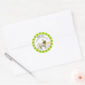 Gelukkige Verjaardag Pug Geel Groen Favor Ronde Sticker (Envelop)