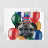 Gelukkige verjaardag Pug hond Briefkaart (Voorkant / Achterkant)