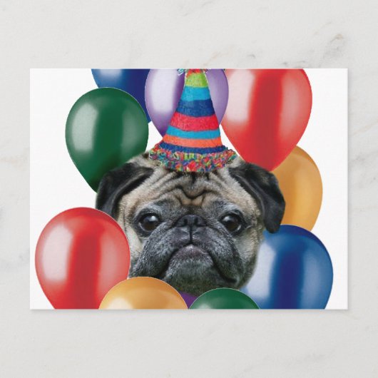Gelukkige verjaardag Pug hond Briefkaart (Voorkant)