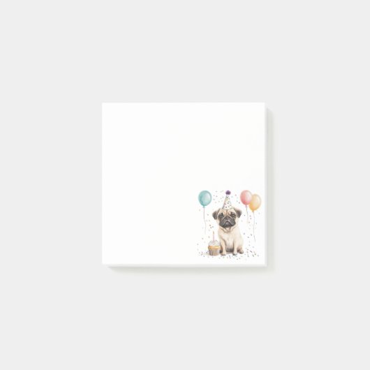 Gelukkige verjaardag Pug-hond Post-it® Notes (Voorkant)
