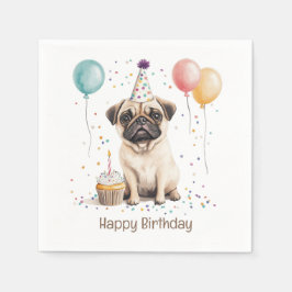 Gelukkige verjaardag Pug Hond Servet