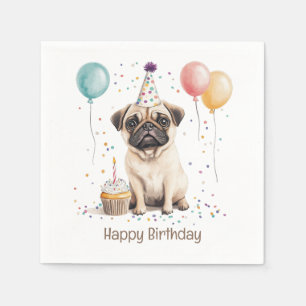 Gelukkige verjaardag Pug Hond Servet