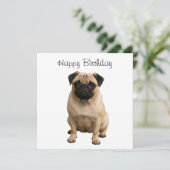 gelukkige verjaardag pug kaart (Staand voorkant)