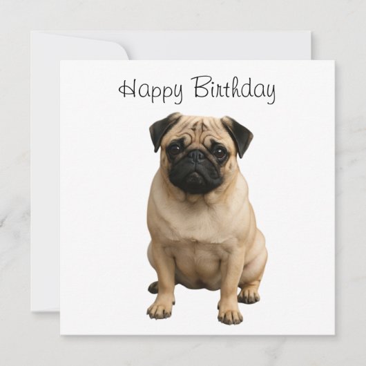 gelukkige verjaardag pug kaart (Voorkant)
