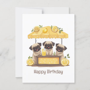Gelukkige verjaardag Pugs Honden Limonadestand Briefkaart