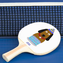 Gelukkige Verjaardag Pup Ping Pong Paddle Tafeltennisbatje