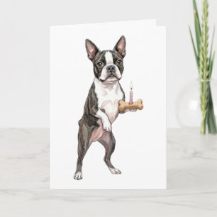 Gelukkige verjaardag puppy BOSTON TERRIËR hondenbo Kaart