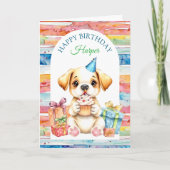 Gelukkige Verjaardag Puppy Hond Kleurplaat Kaart (Voorkant)