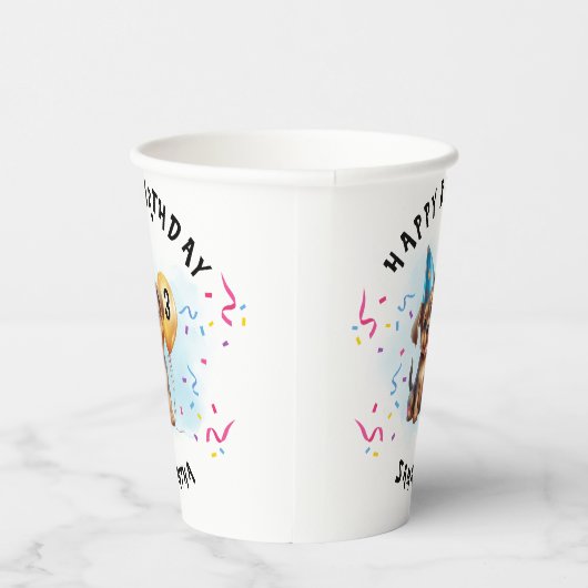 Gelukkige Verjaardag Puppy Verjaardag Papieren Cup Papieren Bekers (Rechts)