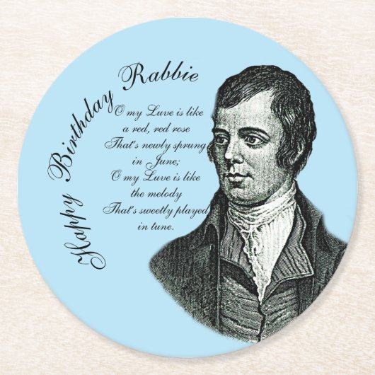 Gelukkige Verjaardag Rabbie - Robert Burns Ronde Kartonnen Onderzetter (Voorkant)