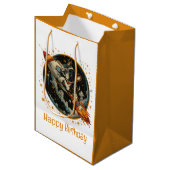 Gelukkige Verjaardag Raketschip Franse Bulldog Medium Cadeauzakje (Voorkant Gekanteld)