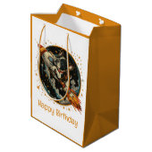 Gelukkige Verjaardag Raketschip Franse Bulldog Medium Cadeauzakje (Achterkant Gekanteld)