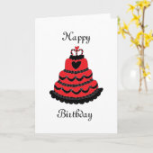 Gelukkige Verjaardag Red Hearts Gothic Cake Kaart (Gele Bloem)