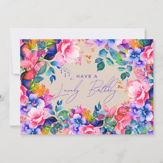 Gelukkige Verjaardag Regenboog Tuin Bloemen Champa Kaart (Voorkant)