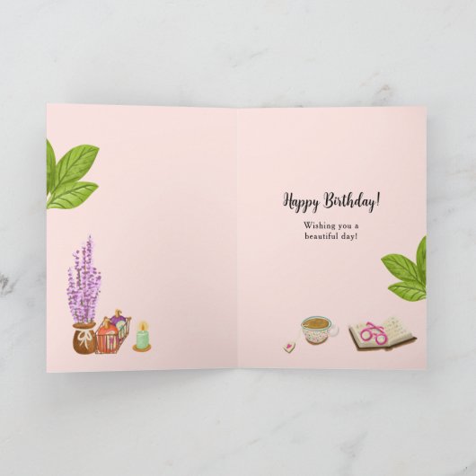 Gelukkige Verjaardag Relax Vrouw Bloemen Moeder Me Kaart (Binnen)