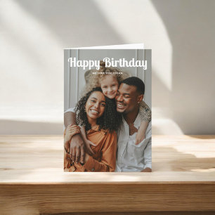 Gelukkige Verjaardag Retro Script 3 Foto Kaart