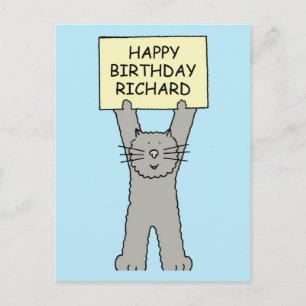 Gelukkige Verjaardag Richard Cartoon Cat Briefkaart