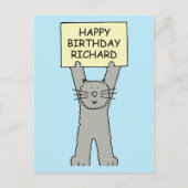 Gelukkige Verjaardag Richard Cartoon Cat Briefkaart (Voorkant)
