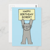 Gelukkige verjaardag Robert Cartoon Cat Briefkaart (Voorkant / Achterkant)