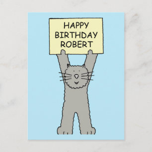 Gelukkige verjaardag Robert Cartoon Cat Briefkaart