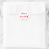 Gelukkige Verjaardag rode aangepaste script naam h Ronde Sticker (Tas)