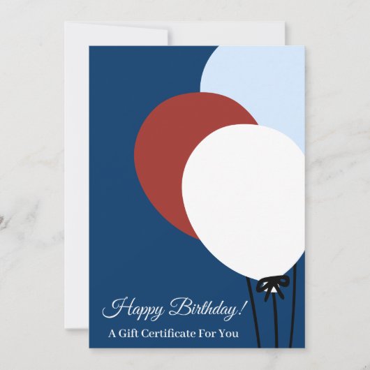 Gelukkige Verjaardag Rode Ballon Cadeaubon (Voorkant)