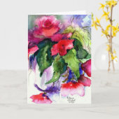 Gelukkige verjaardag, rode bloemen kaart (Gele Bloem)