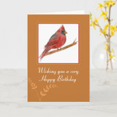 Gelukkige Verjaardag Rode Kardinaal Vogel Waterver Kaart (Gele Bloem)