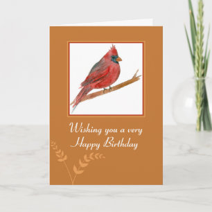 Gelukkige Verjaardag Rode Kardinaal Vogel Waterver Kaart